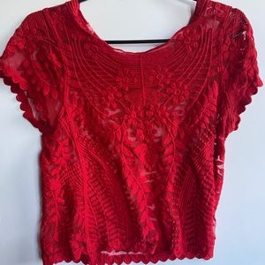 Express bright red woman’s crop top